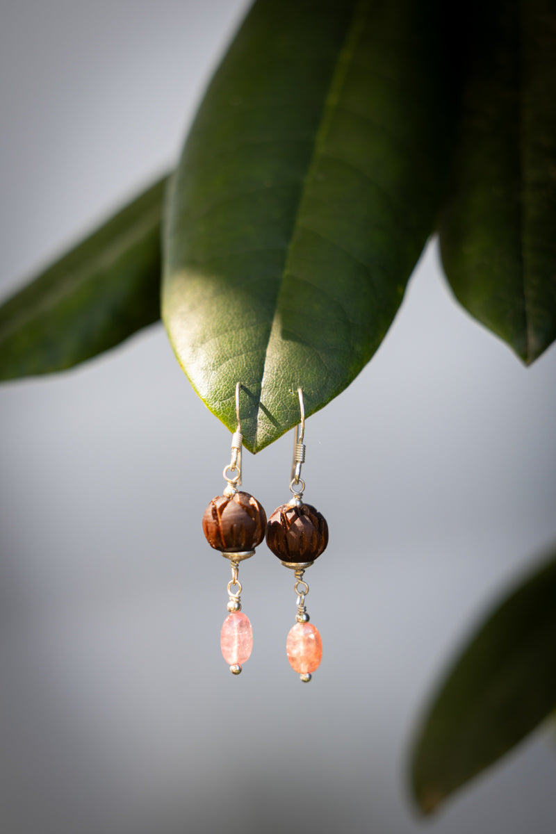 Earrings Rhodochrosite Tulsi Dangles