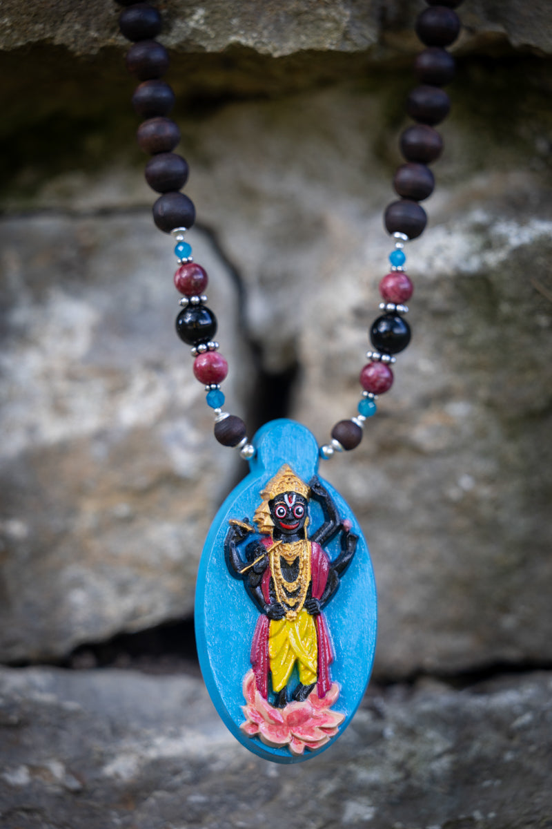 Painted Sri Vitthala Giridhari Parabrahman Tulsi Pendant
