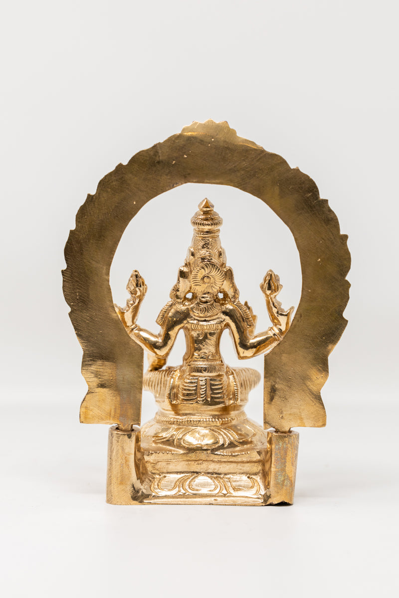 Sitting Maha-Lakshmi Devi with Arch - Panchaloha