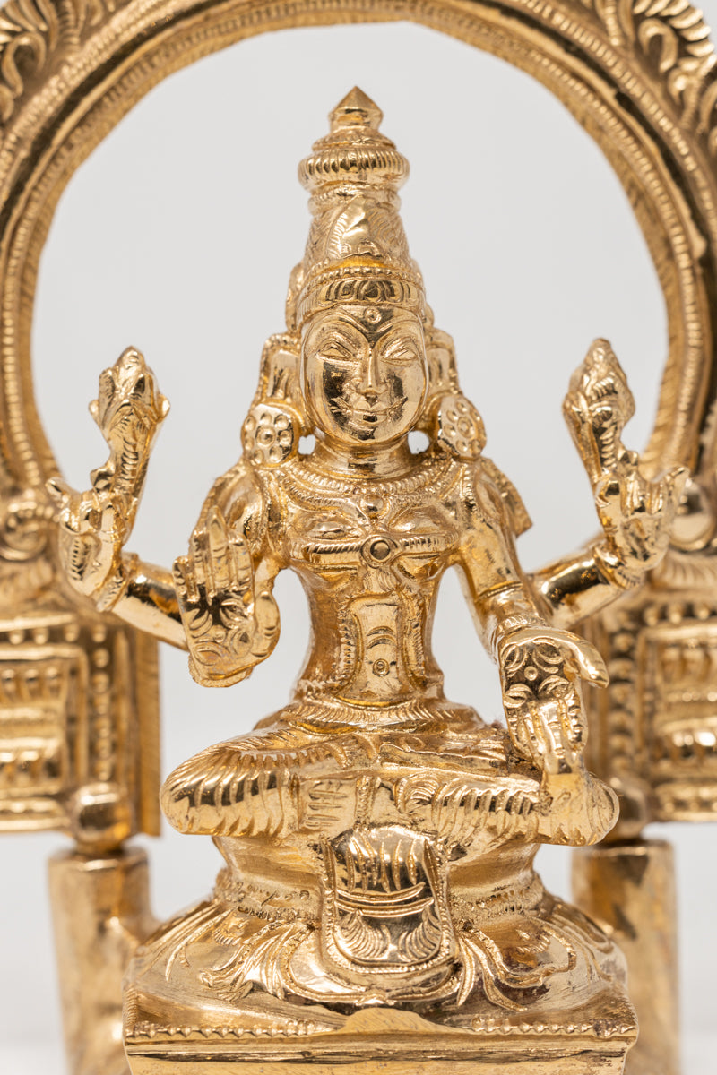Sitting Maha-Lakshmi Devi with Arch - Panchaloha