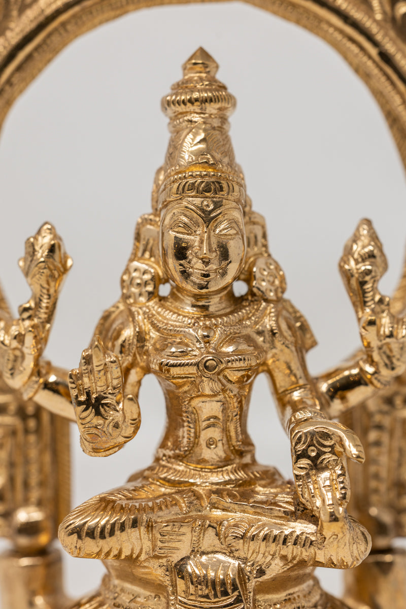 Sitting Maha-Lakshmi Devi with Arch - Panchaloha