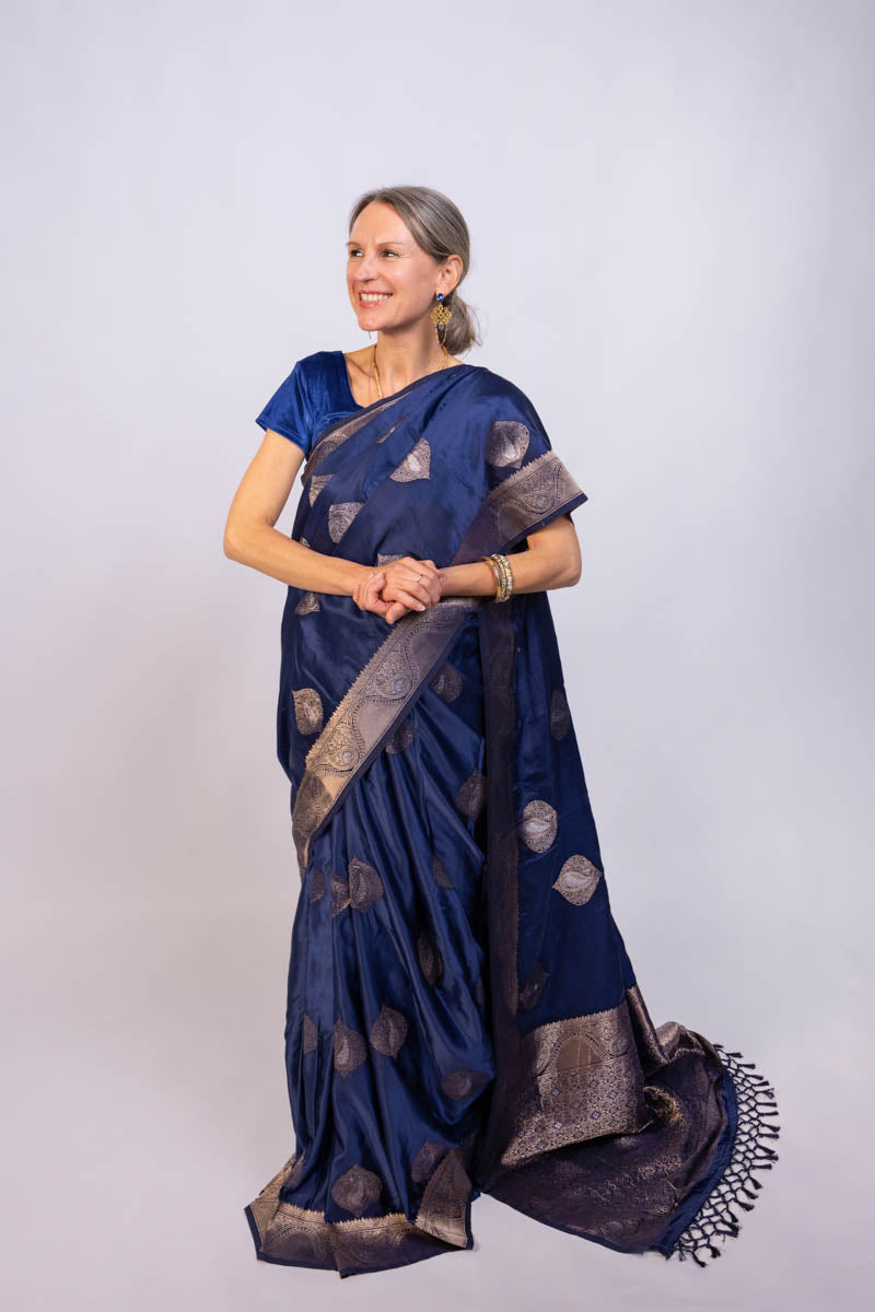 Royal Blue Weaving Jacquard Traditional Saree