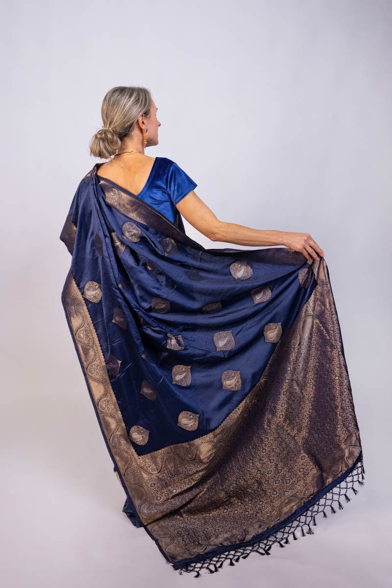 Royal Blue Weaving Jacquard Traditional Saree