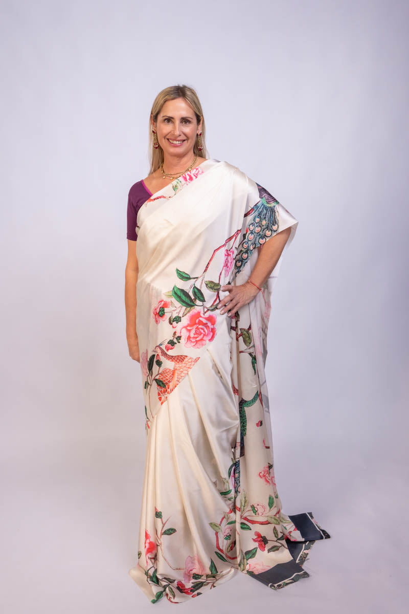 Romance Rose Faux Crepe Digital Print Saree