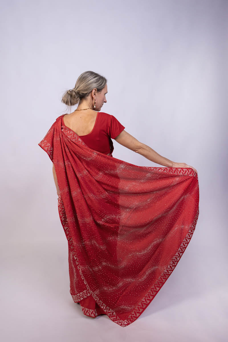 True Red Saree