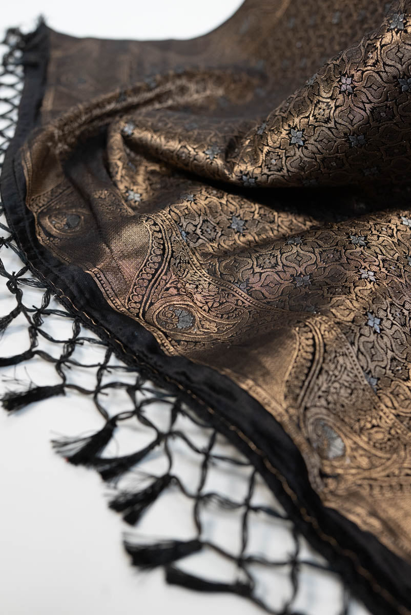 Black Weaving Jacquard Traditional Saree