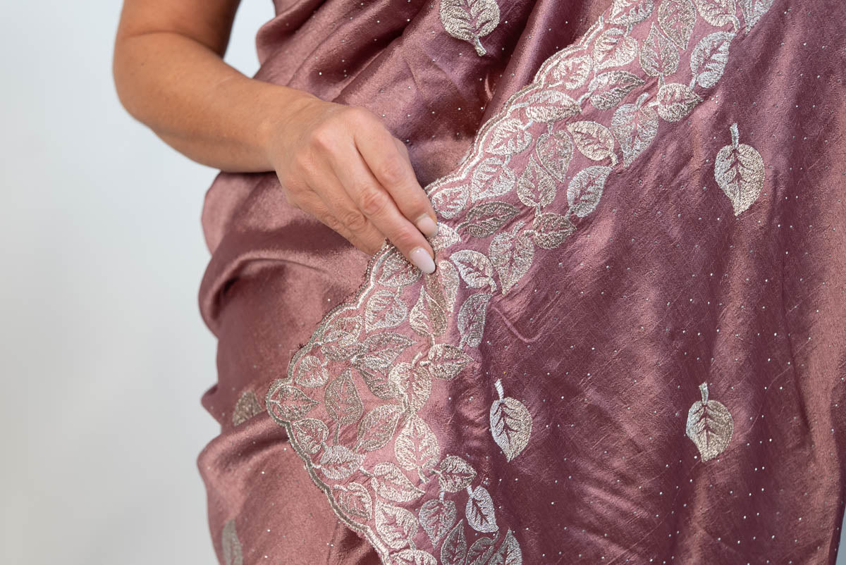 Rouge Rose Chinon Silk Saree