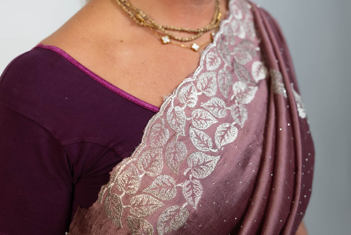 Rouge Rose Chinon Silk Saree