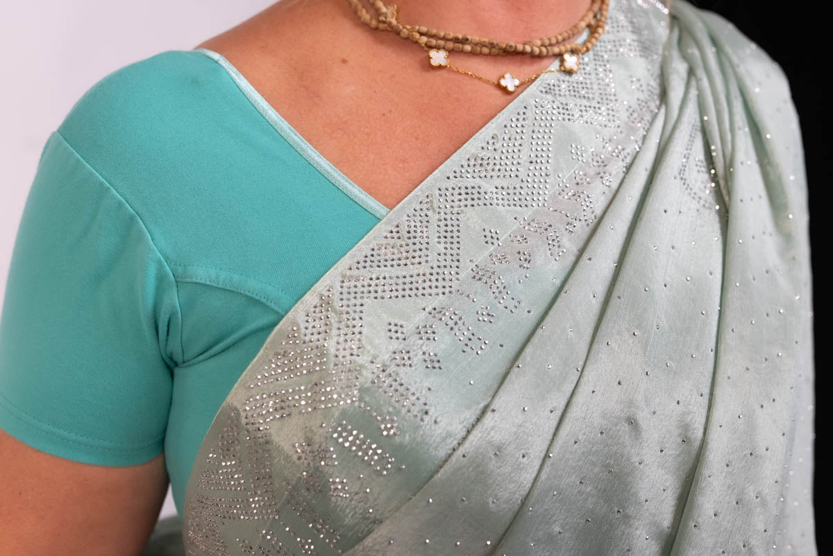 Light Silver Sage Saree