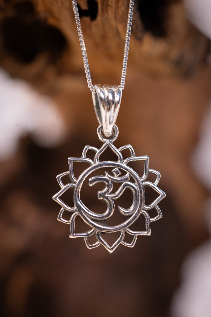 Lotus OM Pendant Necklace - Sterling Silver