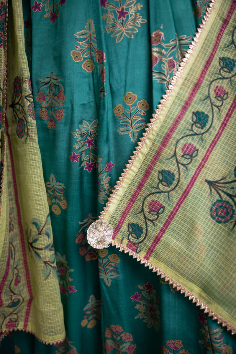 Persian Green Long Anarkali Dress