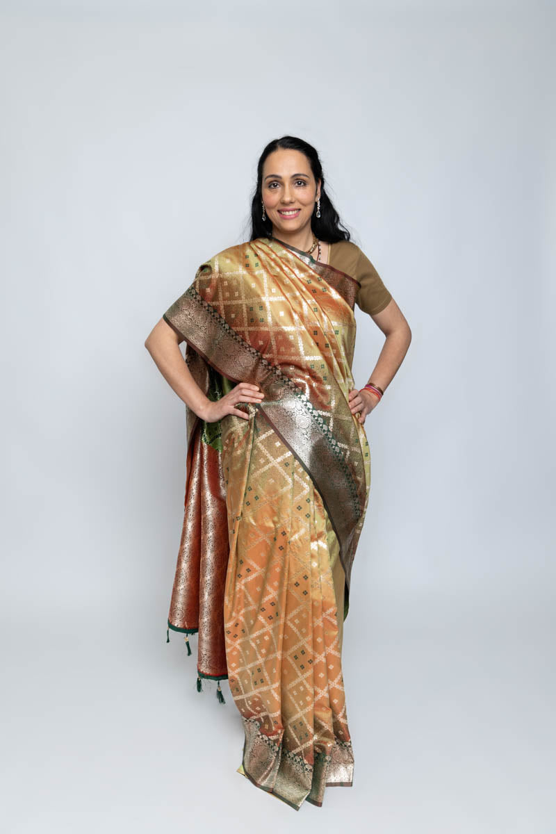 Banarasi Art Silk Traditional Saree Bronze
