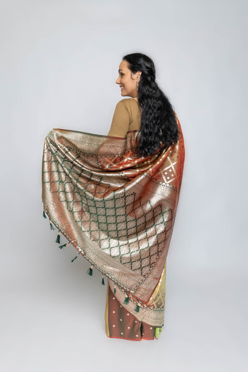 Banarasi Art Silk Traditional Saree Bronze