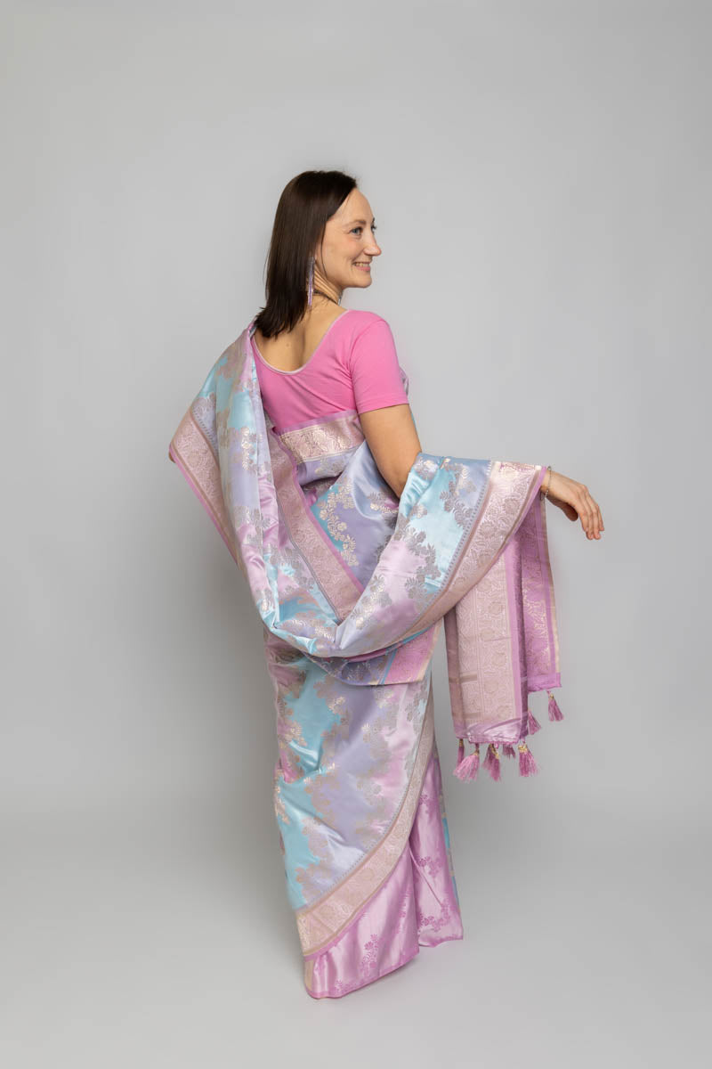 Rainbow Falls Satin Art Silk Saree