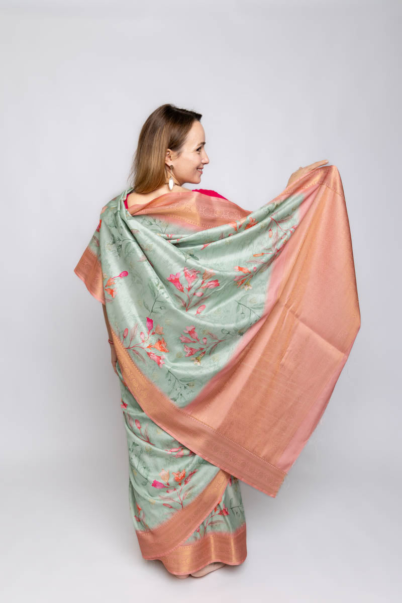 Floral Printed Banarasi Art Silk Saree