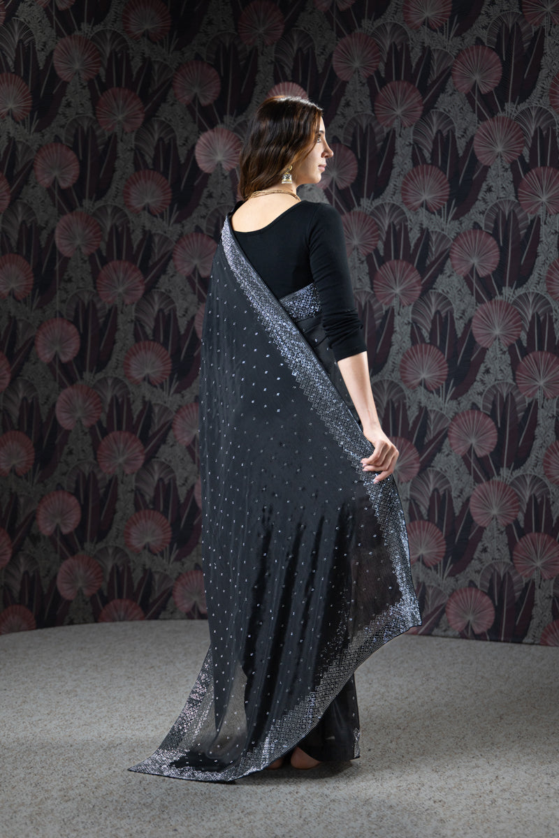 Obsidian Black Saree