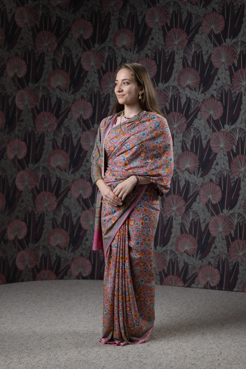 Pink Secrets Poly Crepe Silk Saree