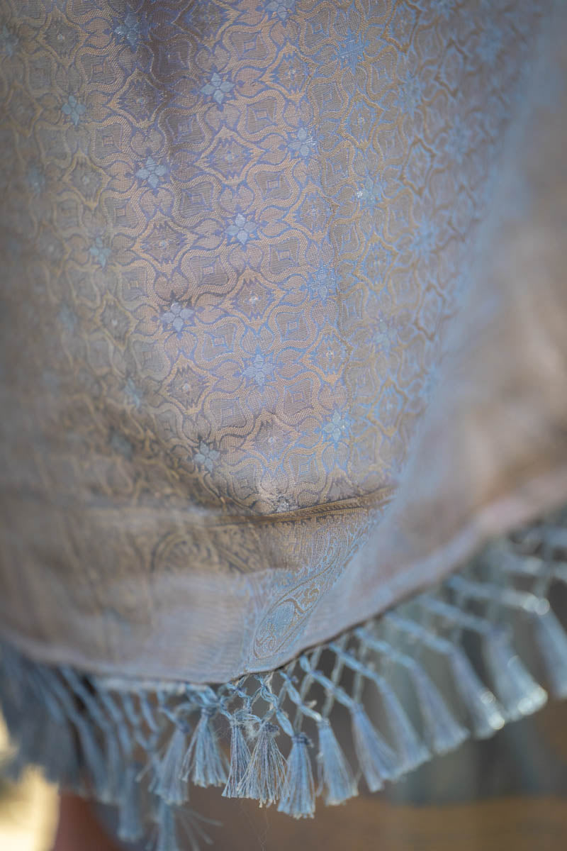 Silver Grey Weaving Jacquard Traditional Saree