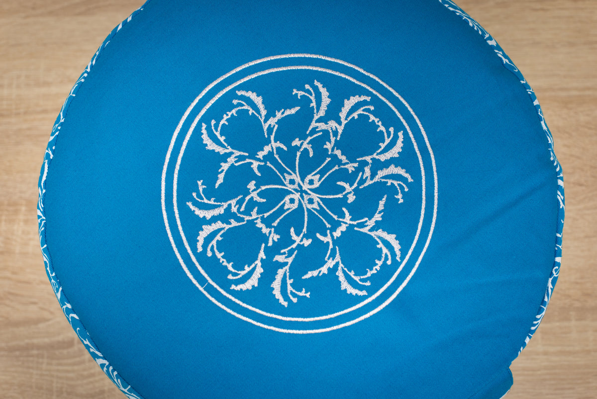 Meditation Cushion, Full-round, Turquoise Verbena