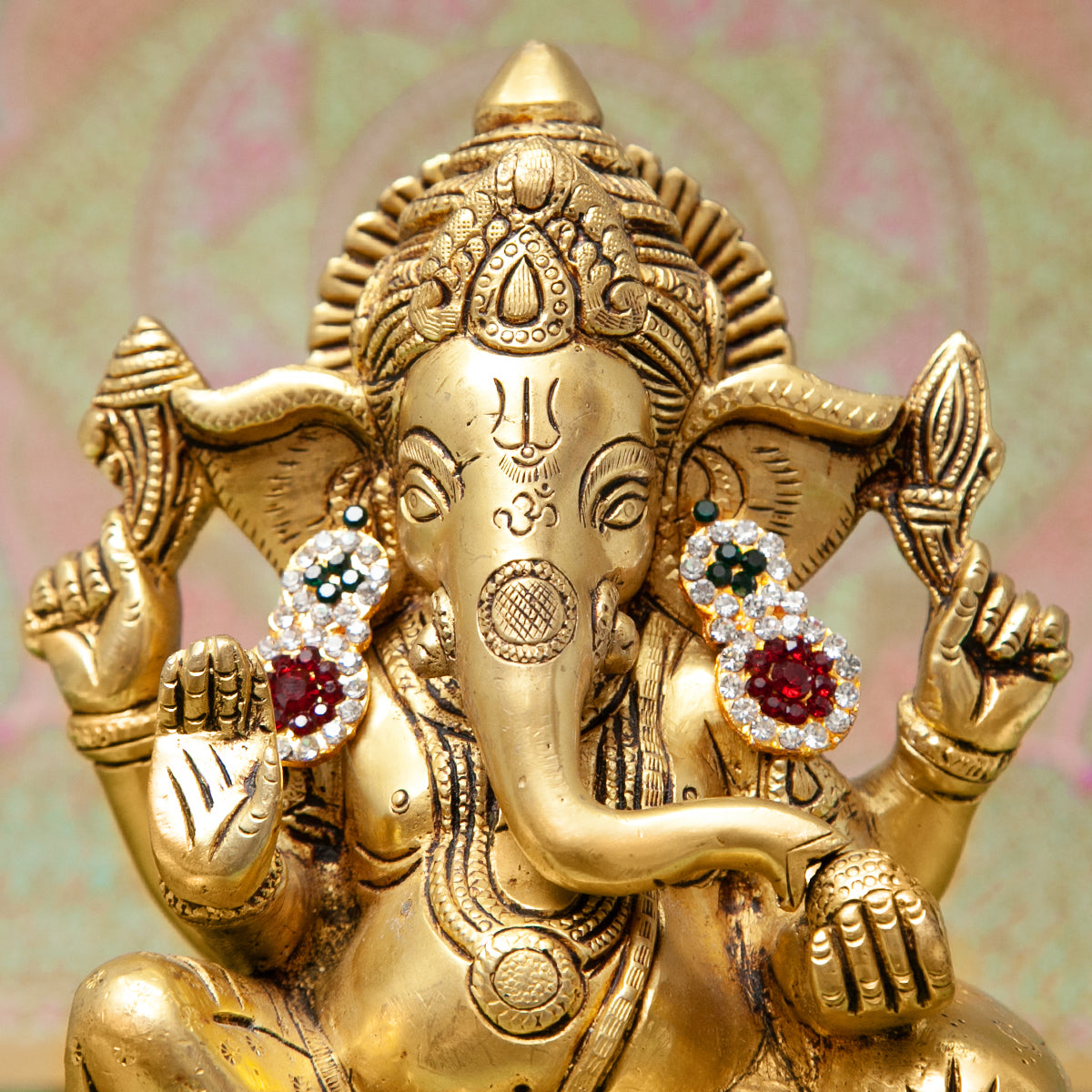 Set di orecchini in pietra - Karna Pathakam / 35x17 mm / Gioielli in pietra per decorazioni di divinità