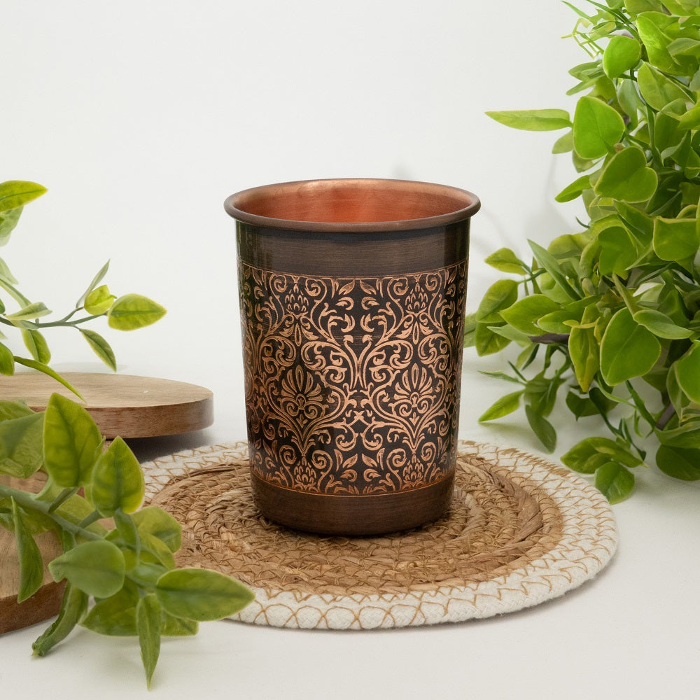 Copper cup, antique etched, 300 ml