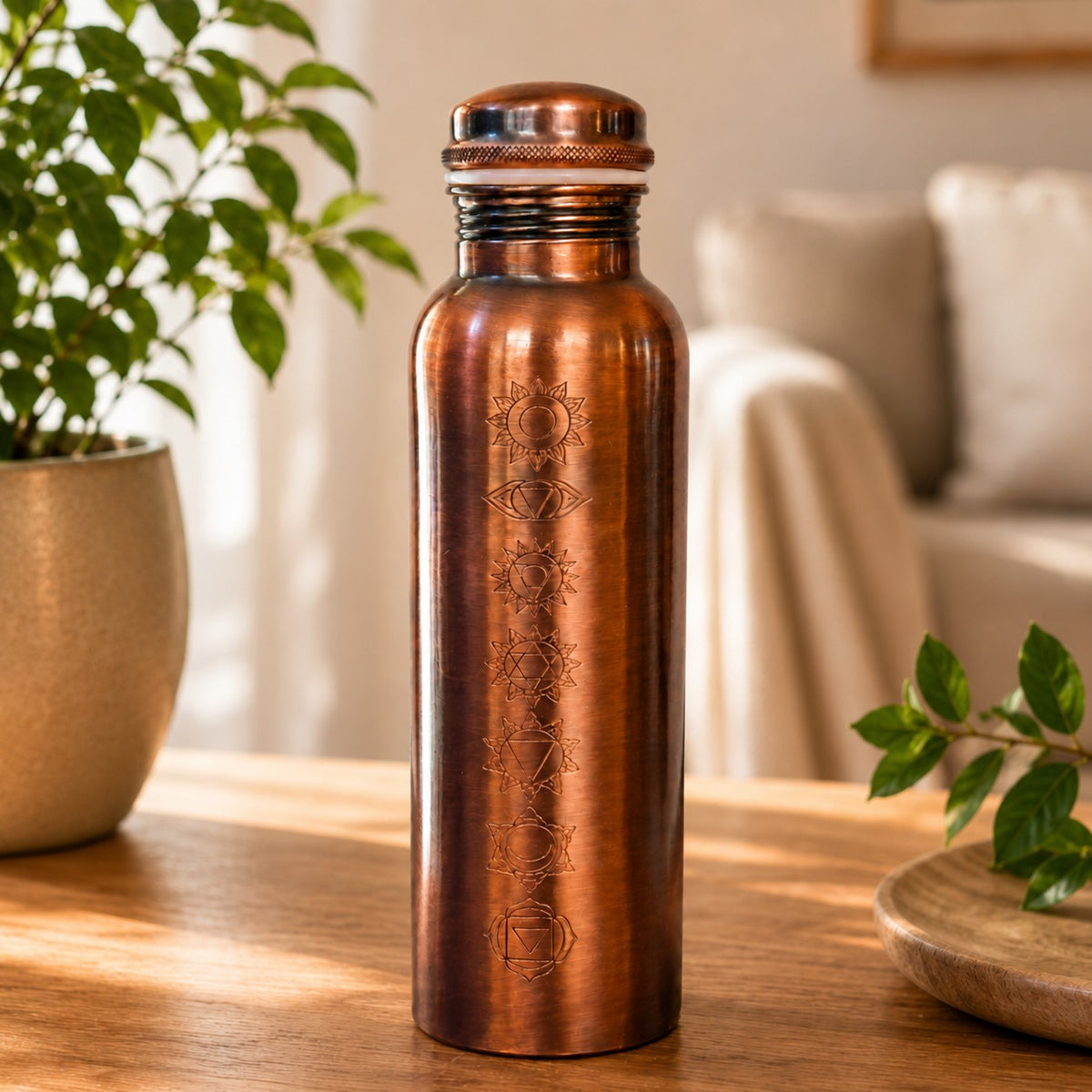 Copper water bottle, 7 Chakras, 750 ml