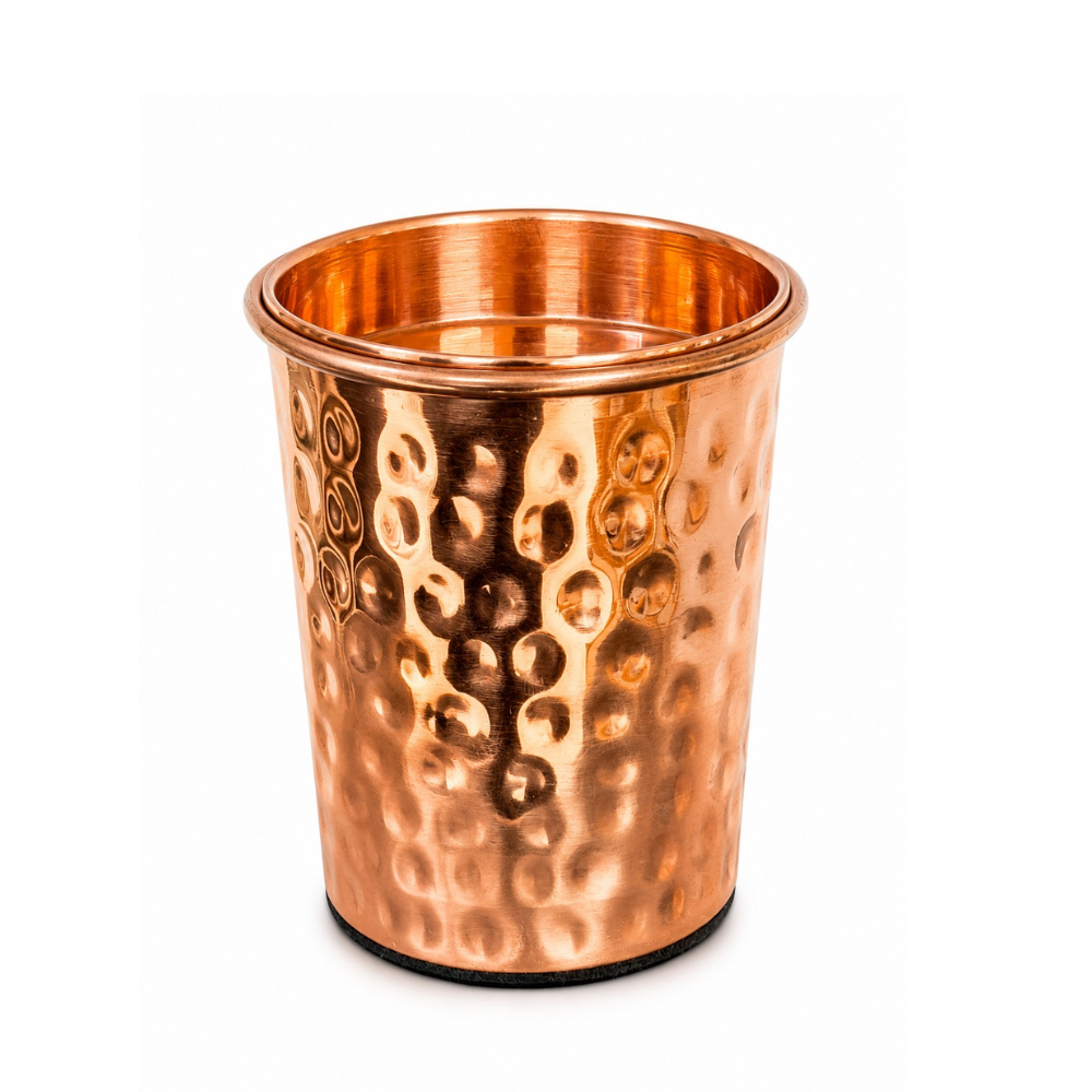 Copper cup with lid, hammered high gloss, 300 ml