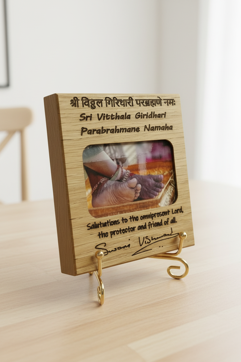 Sacred Wood Relic with Engraved Mantra & Signature