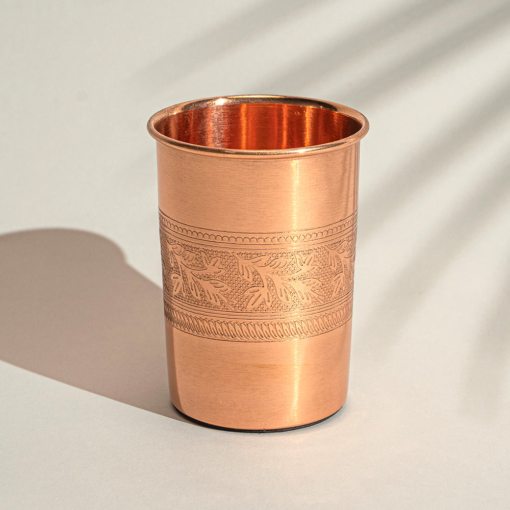 Copper mug with floral rim, 300ml