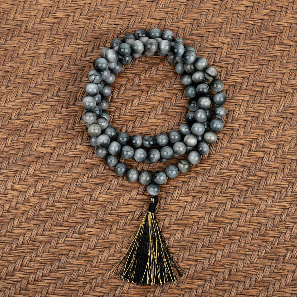 Grey Cat's Eye Mala