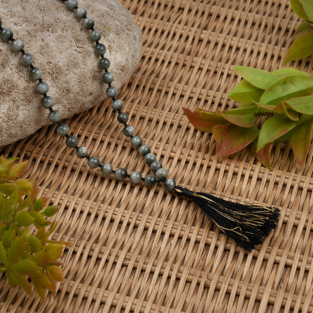 Grey Cat's Eye Mala