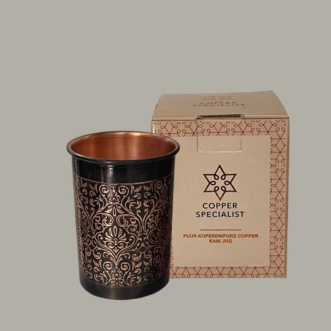 Copper cup, antique etched, 300 ml