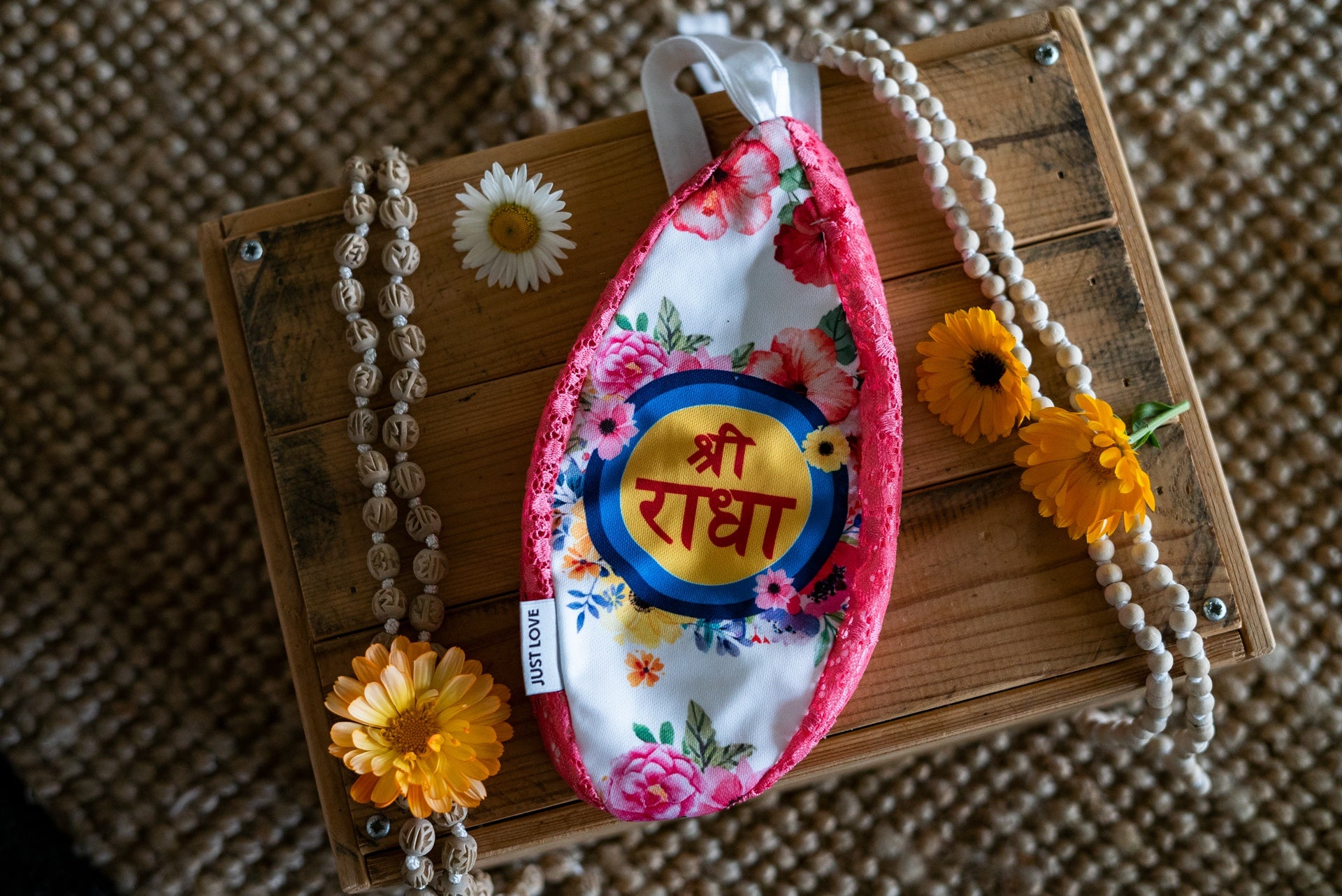 Shri radha Krishna Digital Printed Multi Colour Jaopa Bag - Tulsi Mala