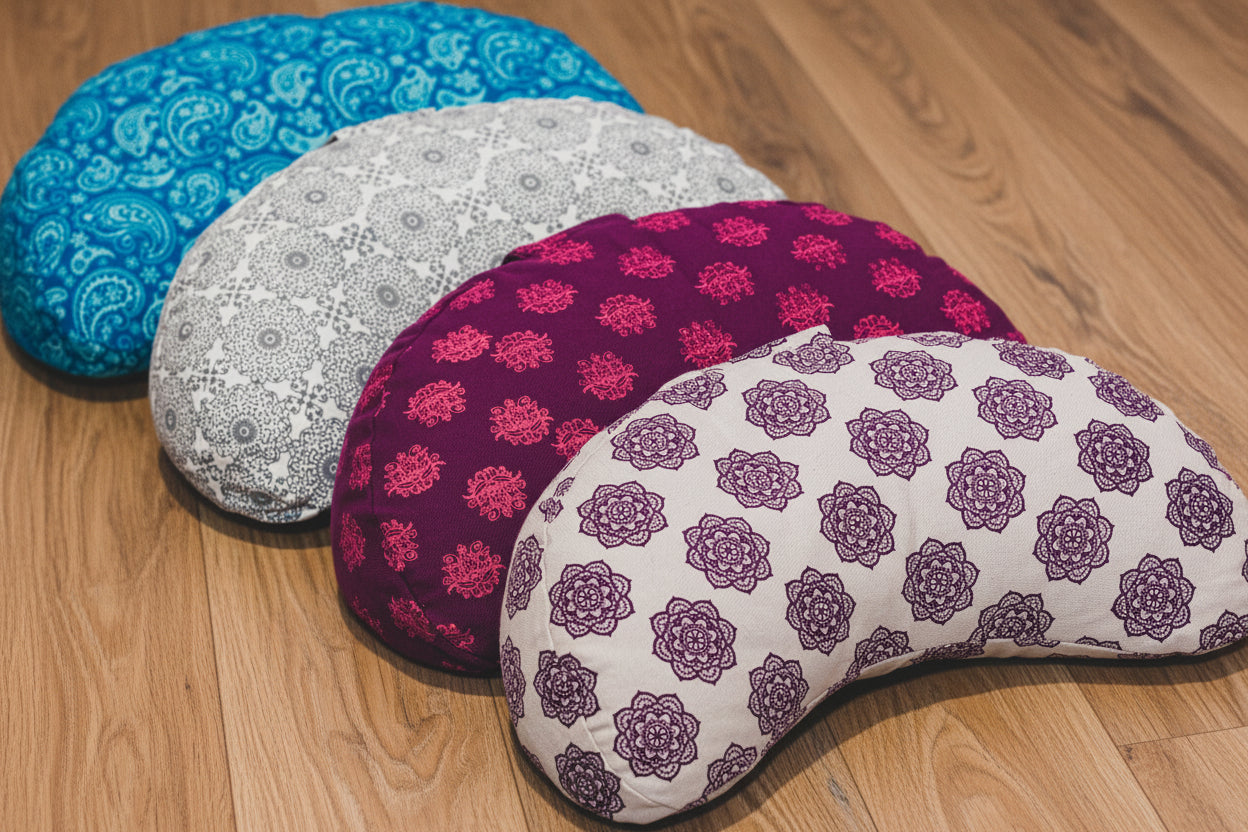 Meditation Cushion, Half-moon, Pink Mandala