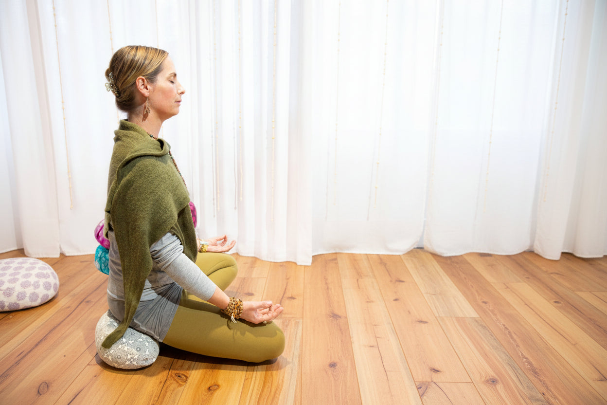 Meditation Cushion, Half-moon, Pink Mandala
