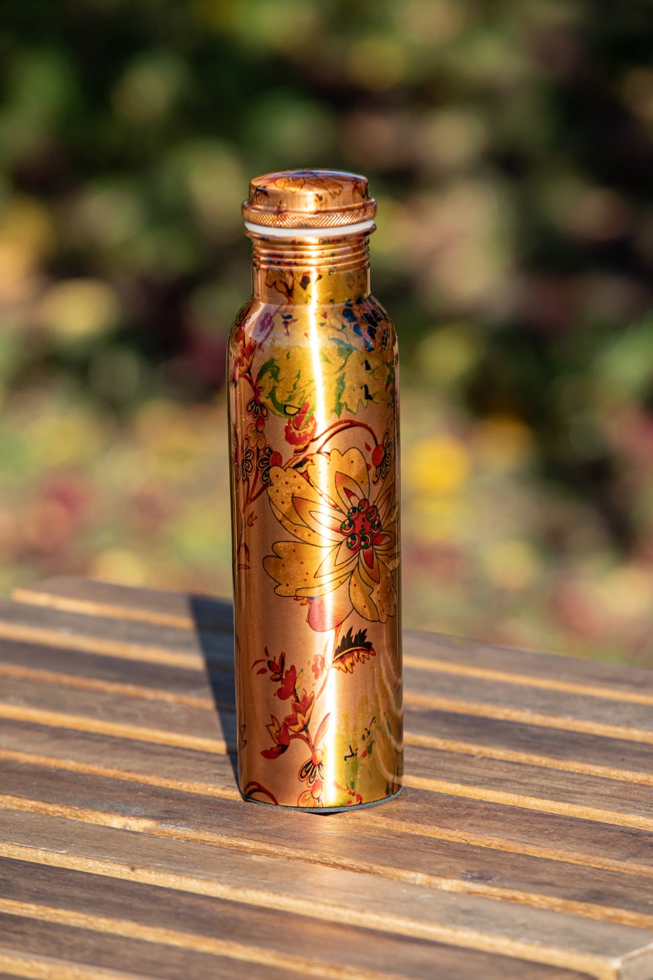 Copper Water Bottle: Flowers
