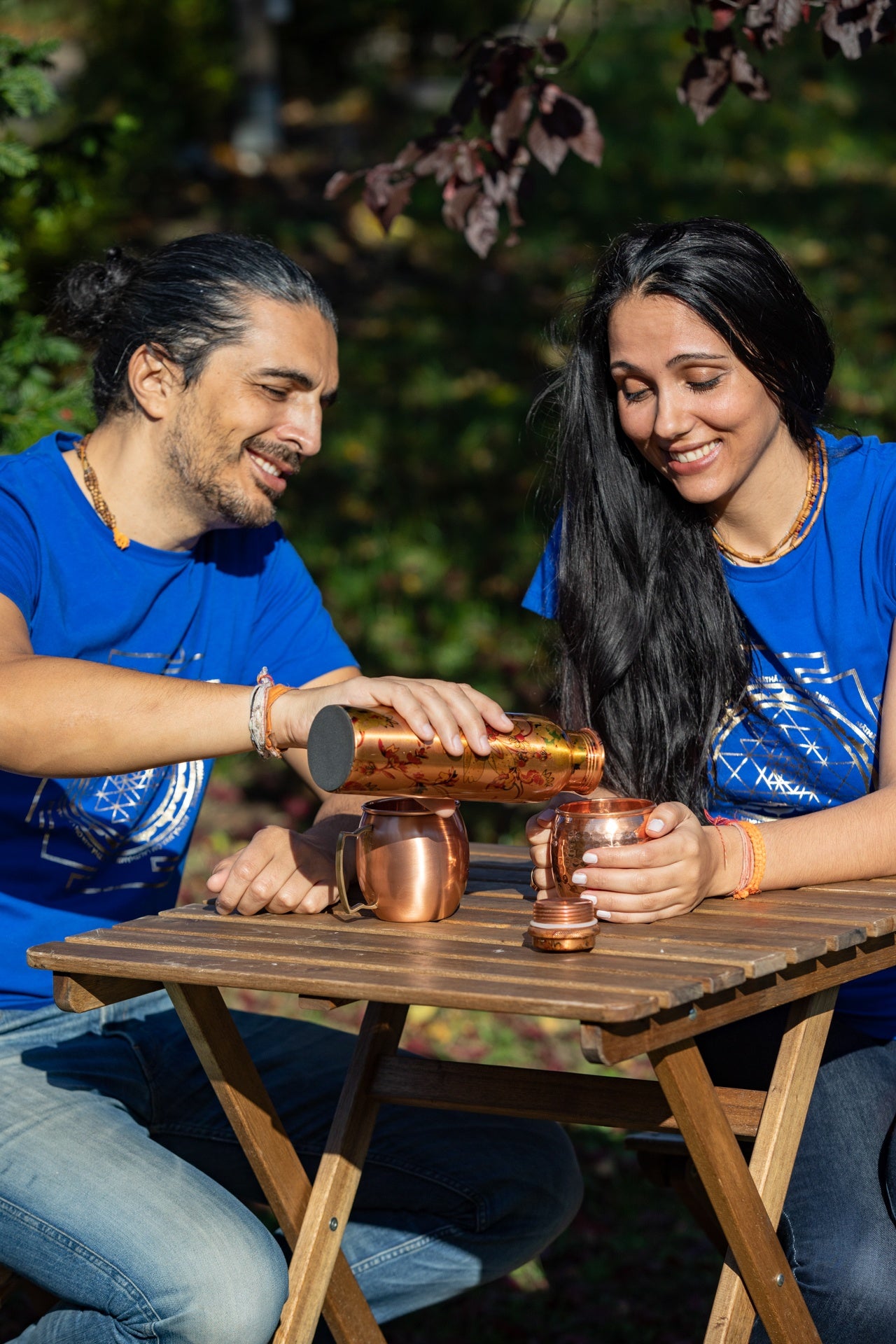 Copper Water Bottle: Flowers