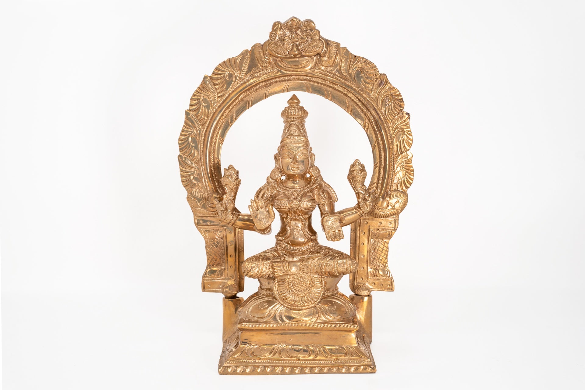 Sitting Maha-Lakshmi with Arch - panchaloha - large