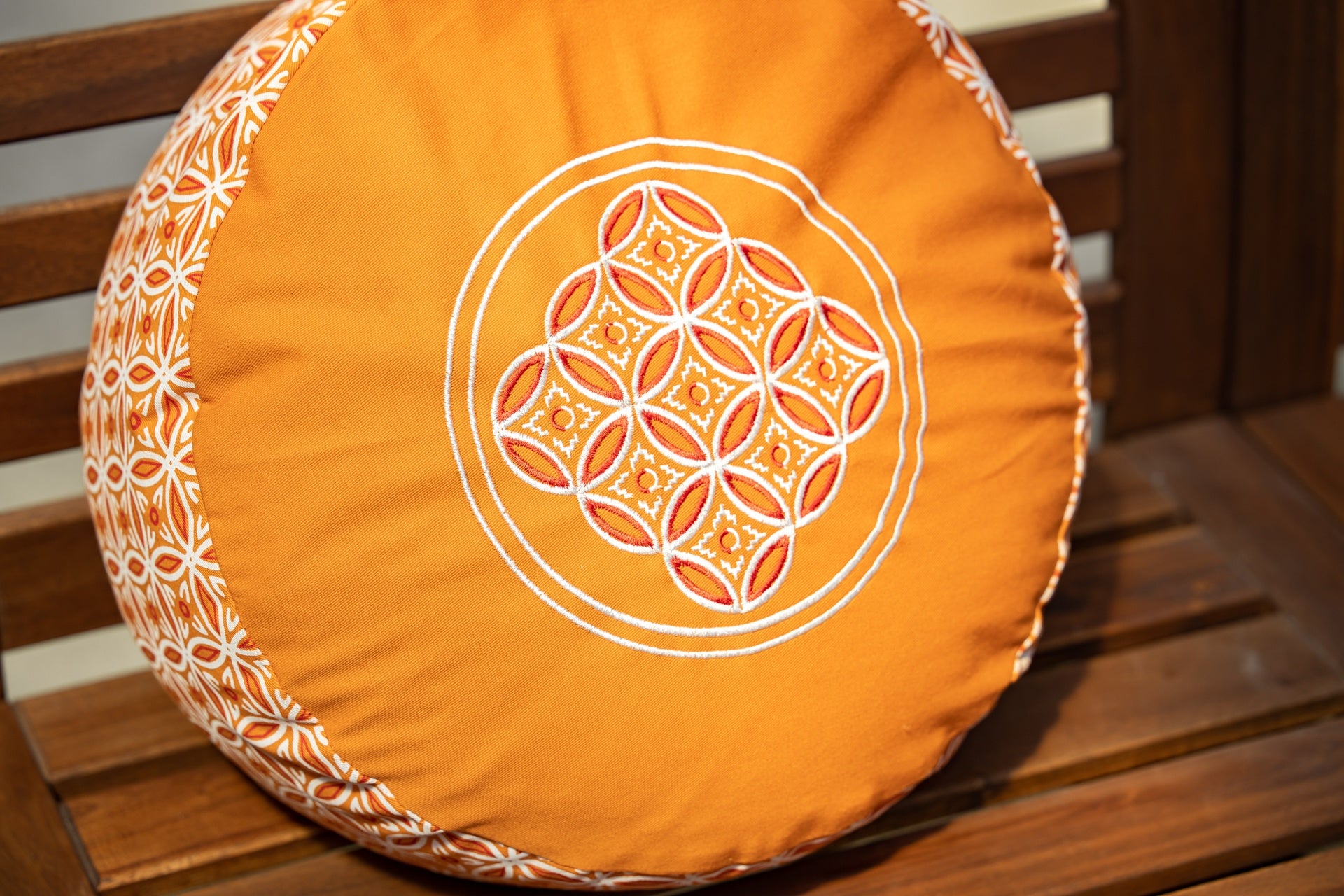 Meditation Cushion, Full-round, Orange Honeycomb