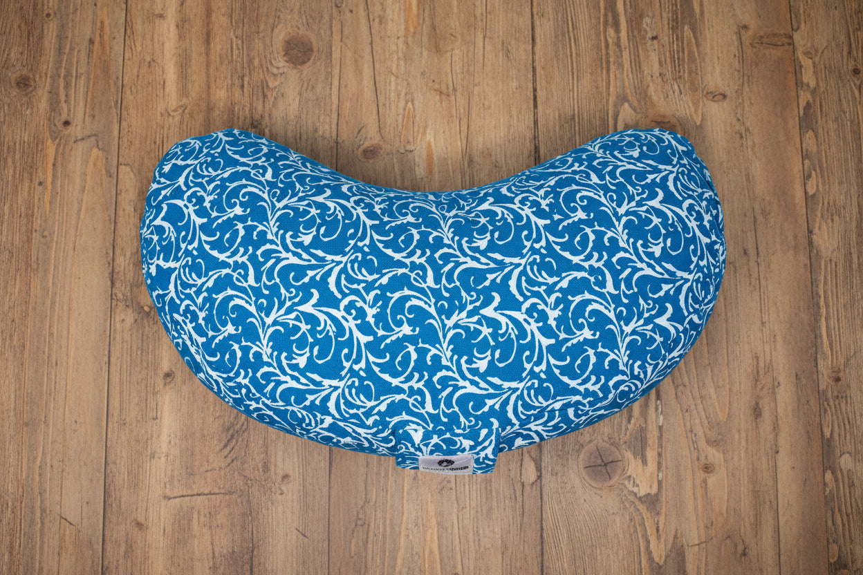 Meditation Cushion, Half-moon, Azure Vines