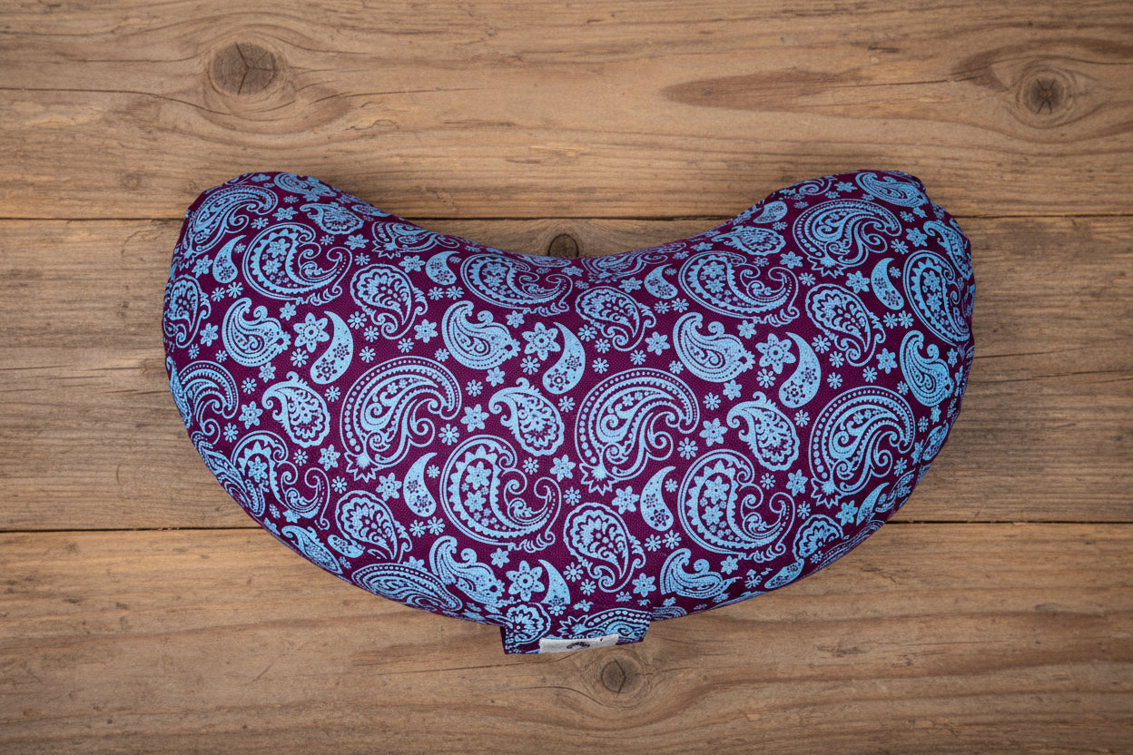 Meditation Cushion, Half-moon, Purple Paisley